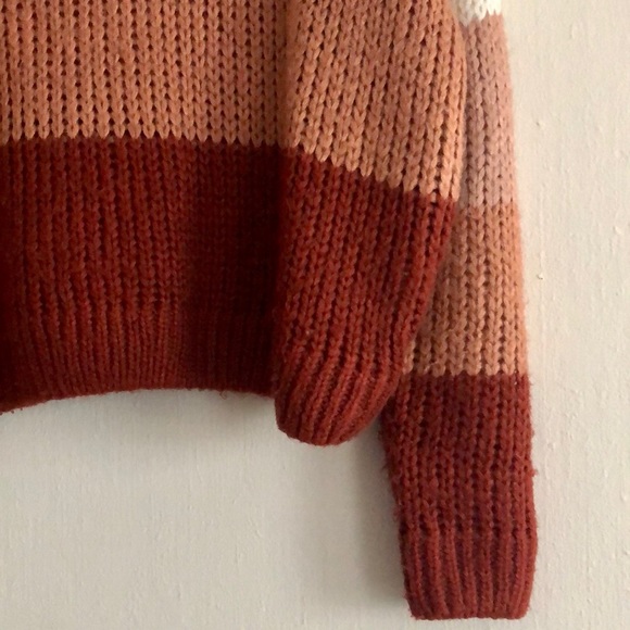 12th Tribe white, mauve pink, orange and red Too Soon knit sweater - Picture 5 of 10